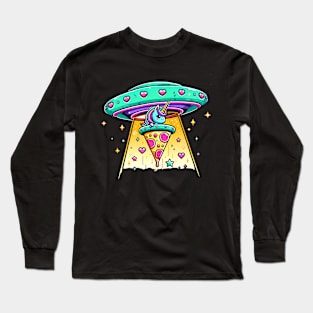 Funny Pizza Unicorn Ufo Long Sleeve T-Shirt